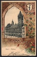 Basel, Blick zum Rathaus durch Bogenfens