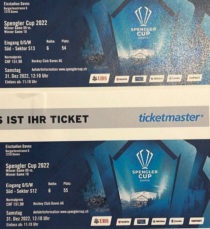 2 Spengler CupFinalSitzplatzTickets 31.12.22 Kaufen auf Ricardo