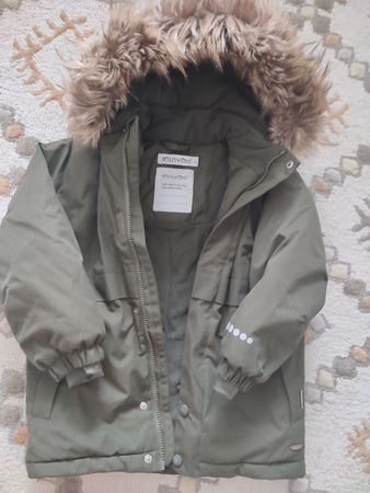 Winterjacke Minymo oliv mit Kapuze Grösse 110  