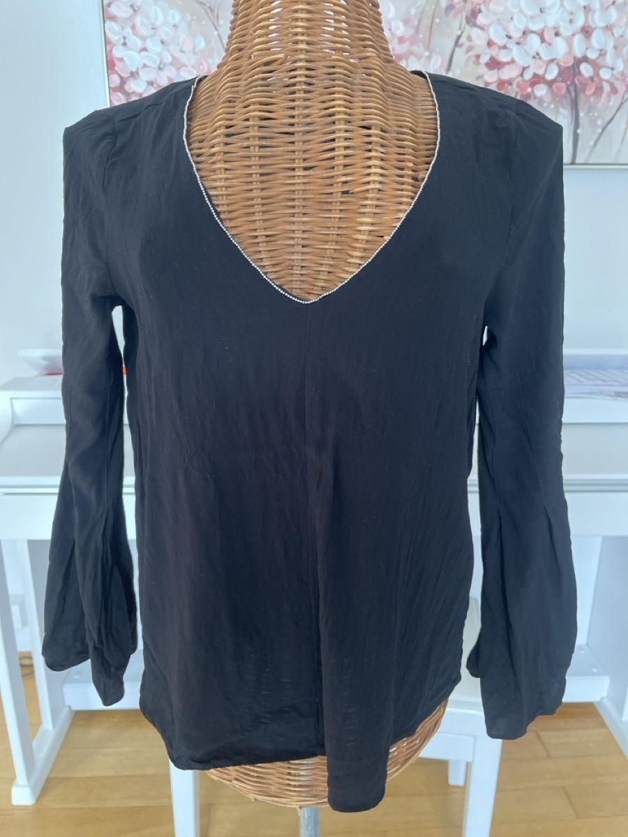 Camicette: Bluse mit V-Ausschnitt, Weiten Ärmeln, XS – Usato da Solothurn venduto da Bobesch08