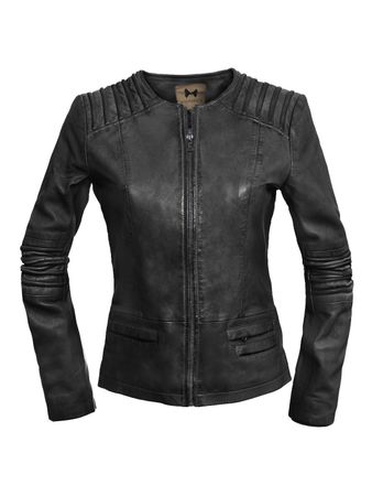 Damen Lederjacke aus echtem Leder in Schwarz Gr. 44 NEU