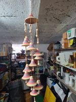 Windspiel aus Holz und Ton bunt gestreift gute Zustand