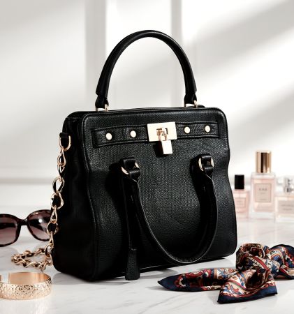 Elegante Echtleder Schwarze Handtasche - NEU