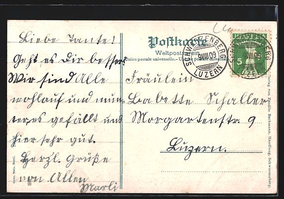 Cartoline postali: Schwarzenberg /Luzern, Ortspanorama mit  – Usato da Berlin venduto da bartko-reher 1