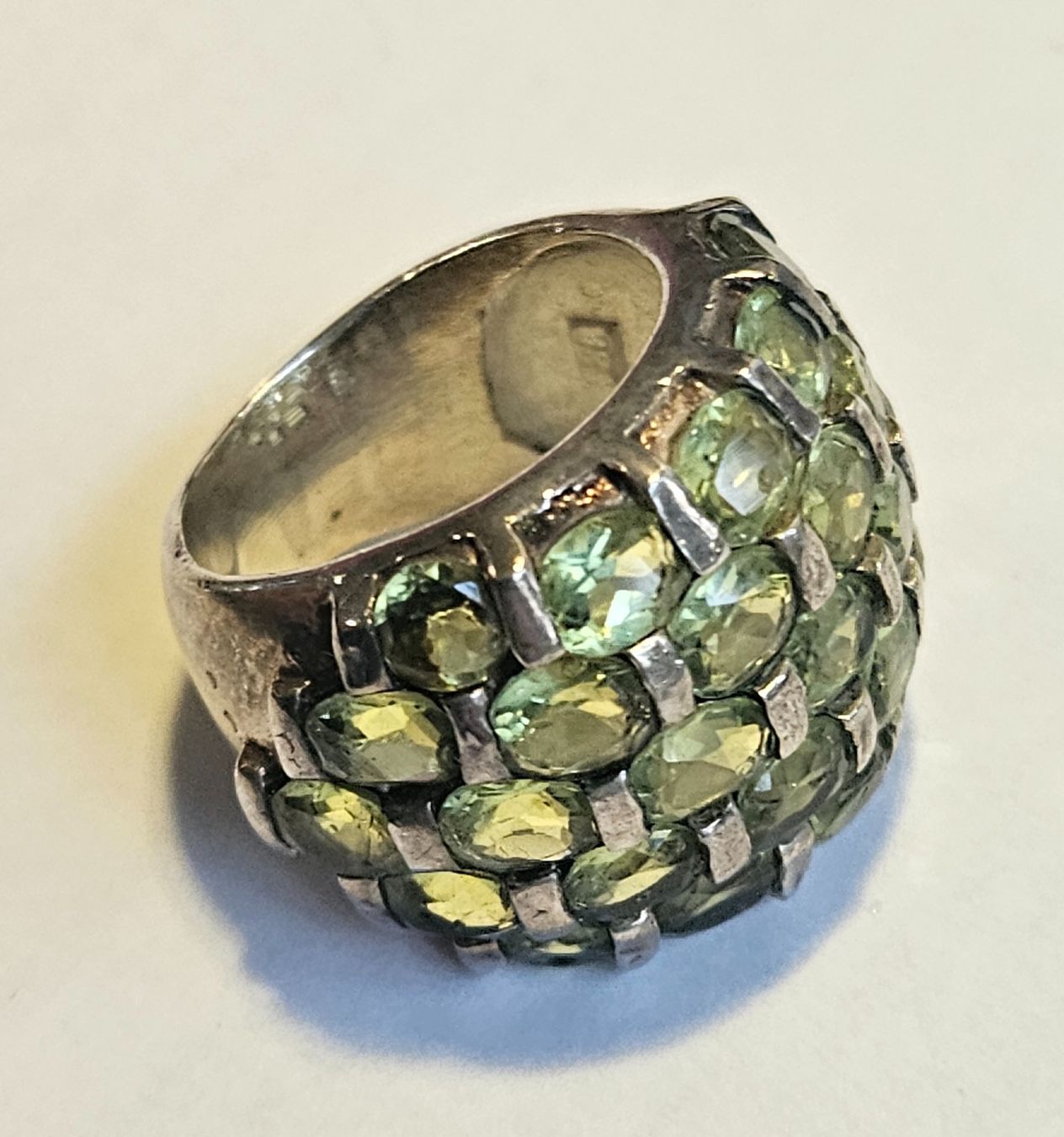 Anelli: Vintage Silberring mit grünen Peridot Steinen – Nuovo (secondo la descrizione) da Zürich venduto da adriben 8