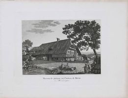 Münsingen Bauernhaus Aquatinta um 1830 selten