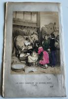 Gravure ancienne - Louise Babeuf examinaint la vache