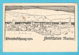 Militärkarte Grenzbesetzung 1914 Fortifikation Murten !