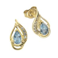 Paar Ohrstecker 375/- Gelbgold mit Blautopas