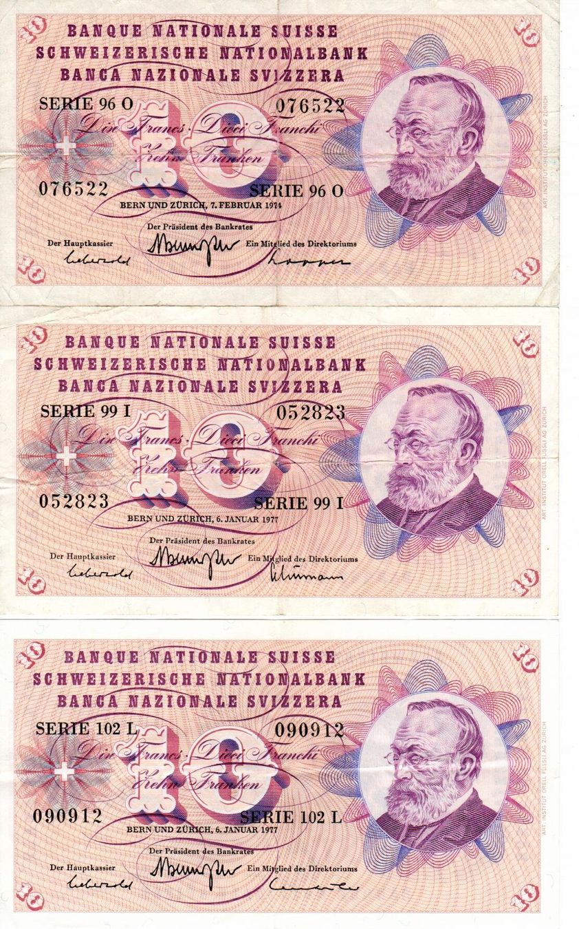 Banknoten: alte Schweizer Banknoten – Gebraucht aus Wolhusen von Curver9 4
