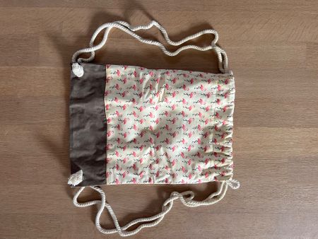 Drawstring backpack/Rucksack weiss mit Flamingos