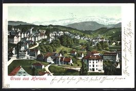 AK Herisau, Teilansicht mit Bergen, 1902