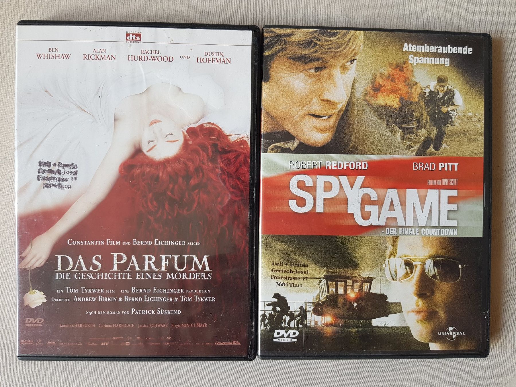 Alle DVDs: 2 DVDs: Das Parfüm & Spy Game – Gebraucht aus thun von lucky_manxy