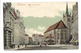 Lausanne (VD) Place St. François - Eglise  Banque  Tram 1904
