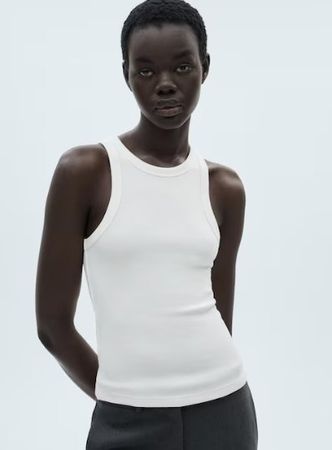 🤩MANGO NEUE KOLLEKTION GERIPPTES TOP WEISS 10.- STATT 16.-