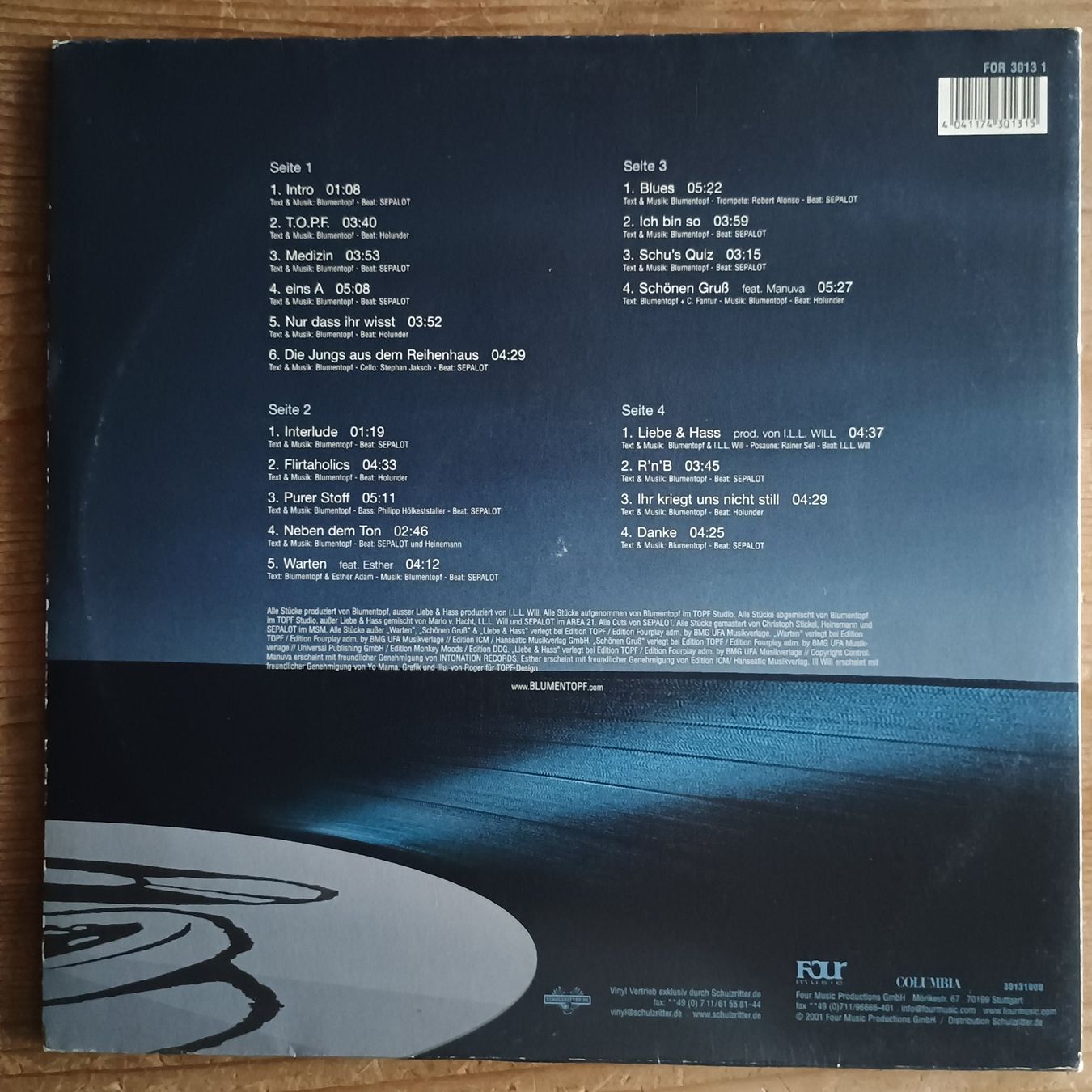 Schallplatten: Blumentopf ‎– Eins A 2xLP DE-2001 1st PRESS VG++/VG(+) – Gebraucht aus münchenstein von karl_heinz_krasser 1