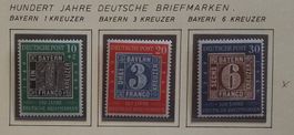 BRD, 113-115  100 Jahr Briefmarken, feines fälzchen Kt. 45.-