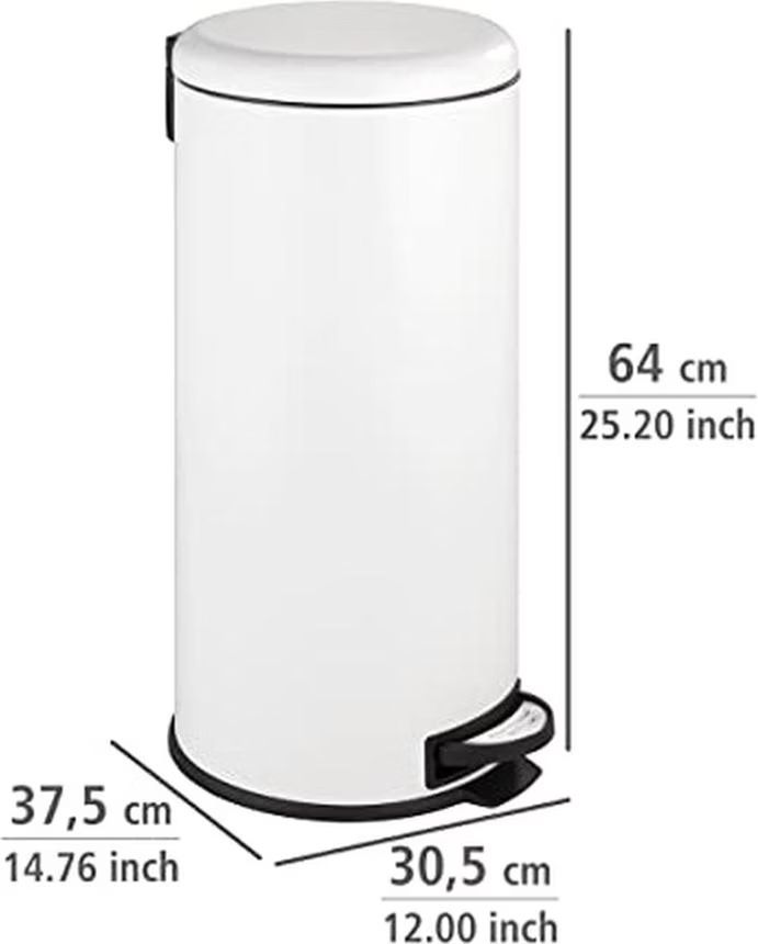Wenko Cestini per rifiuti: Wenko Leman Abfalleimer 30 L weiss – Usato da Gerlikon venduto da smshb94 6