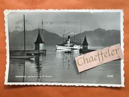 1951 Morges - Le Port et Le Mt. Blanc.  Dampfschiff 