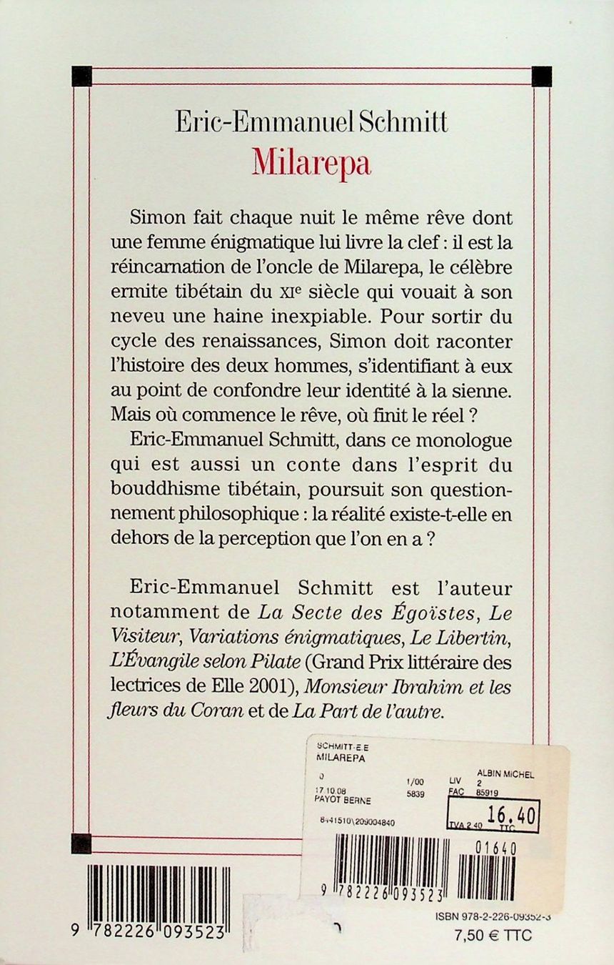 Libri: Eric-Emmanuel Schmitt Milarepa   en français – Usato da Reitnau venduto da Zaomir 2
