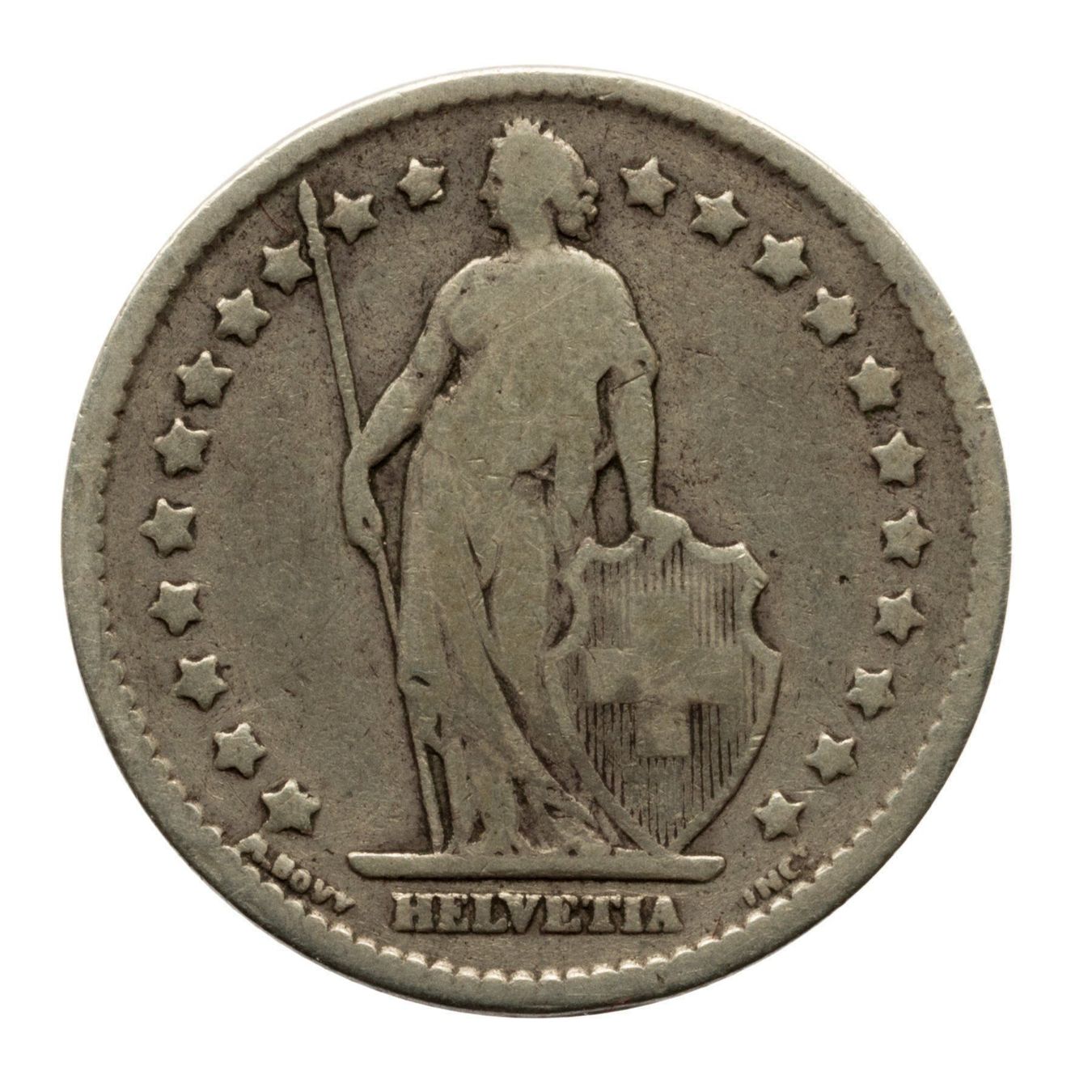 Alle Münzen: Schweiz - 1 Franken - 1876 - Silber – Gebraucht aus Rotkreuz von Swiss-Coins 1