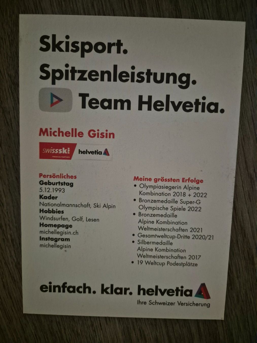 Autogramme: Autogrammkarte Michelle Gisin Originalunterschrift – Neu (gemäss Beschreibung) aus Eglisau von nicij79 1
