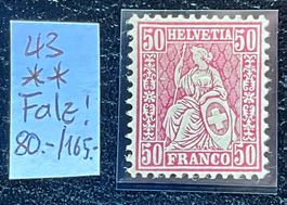 Sitzende Helvetia 43 postfrisch mit Falz SBK 80.-*/165.-**