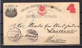 R2438  /  PEROU 1887 carte postale surchargée