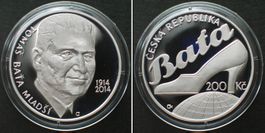 TSCHECHISCHE REPUBLIK 200 Korun 2014, Tomas Bata, Silber PP