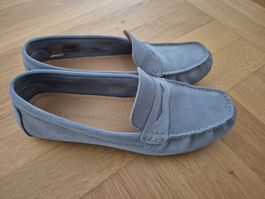 SCHUHENGEL Loafer / Mokassins hellblau Wildleder, Gr. 40