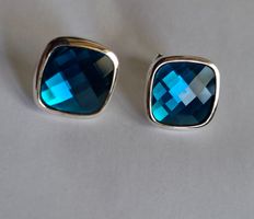 Esprit Ohrringe echt Silber blauer Stein