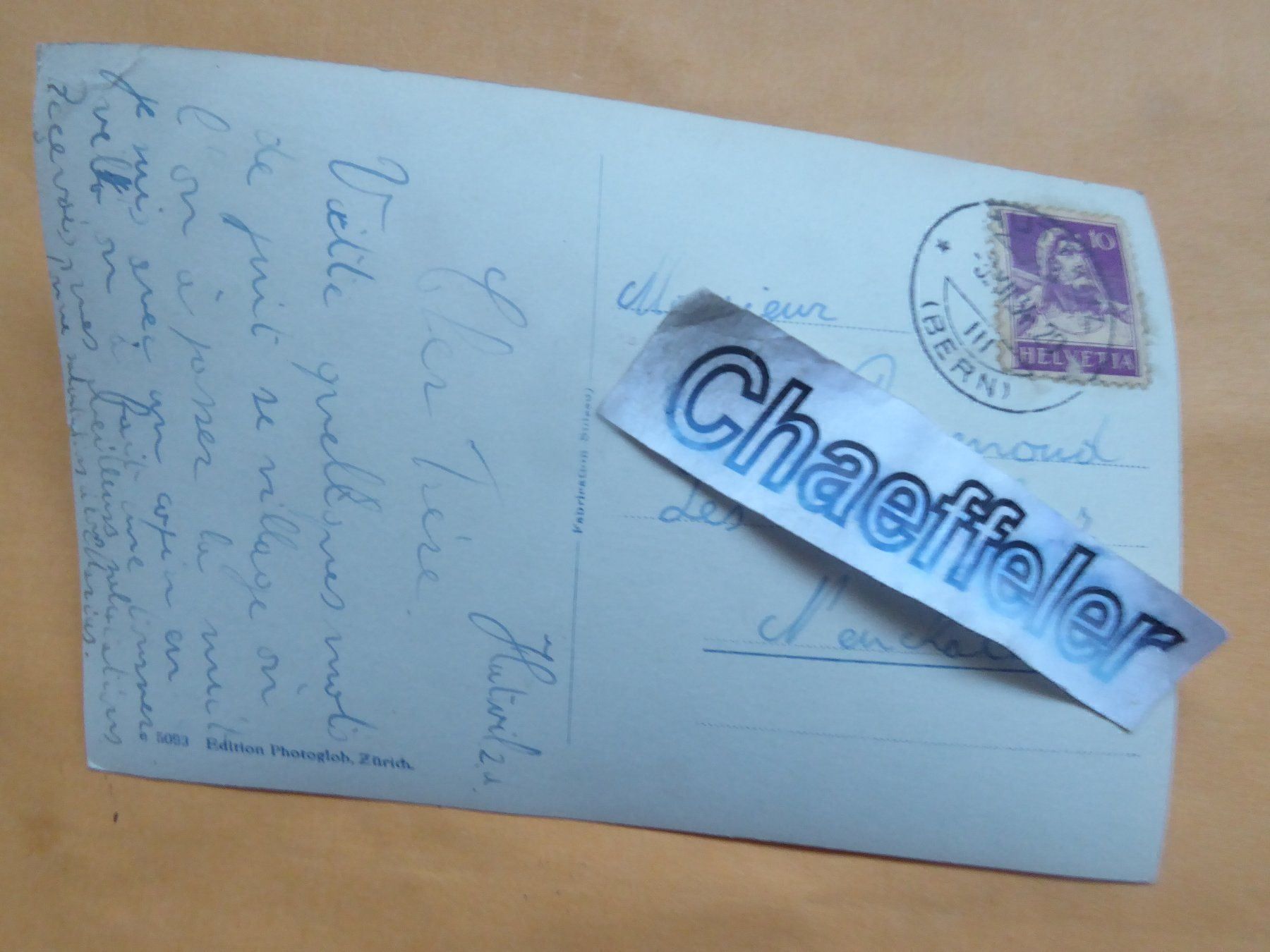 Cartoline postali: 1934  Huttwil – Difettoso da Zürich venduto da Chaeffeler 2