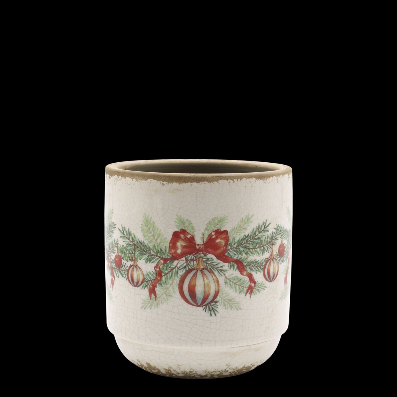 Blumentöpfe: Chic Antique Übertopf mit Weihnachtskugel und Schleife – Neu und originalverpackt aus Innertkirchen von Glatthard-Interior 2