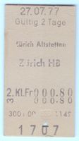 Billette Zürich Altstetten – Zürich HB
