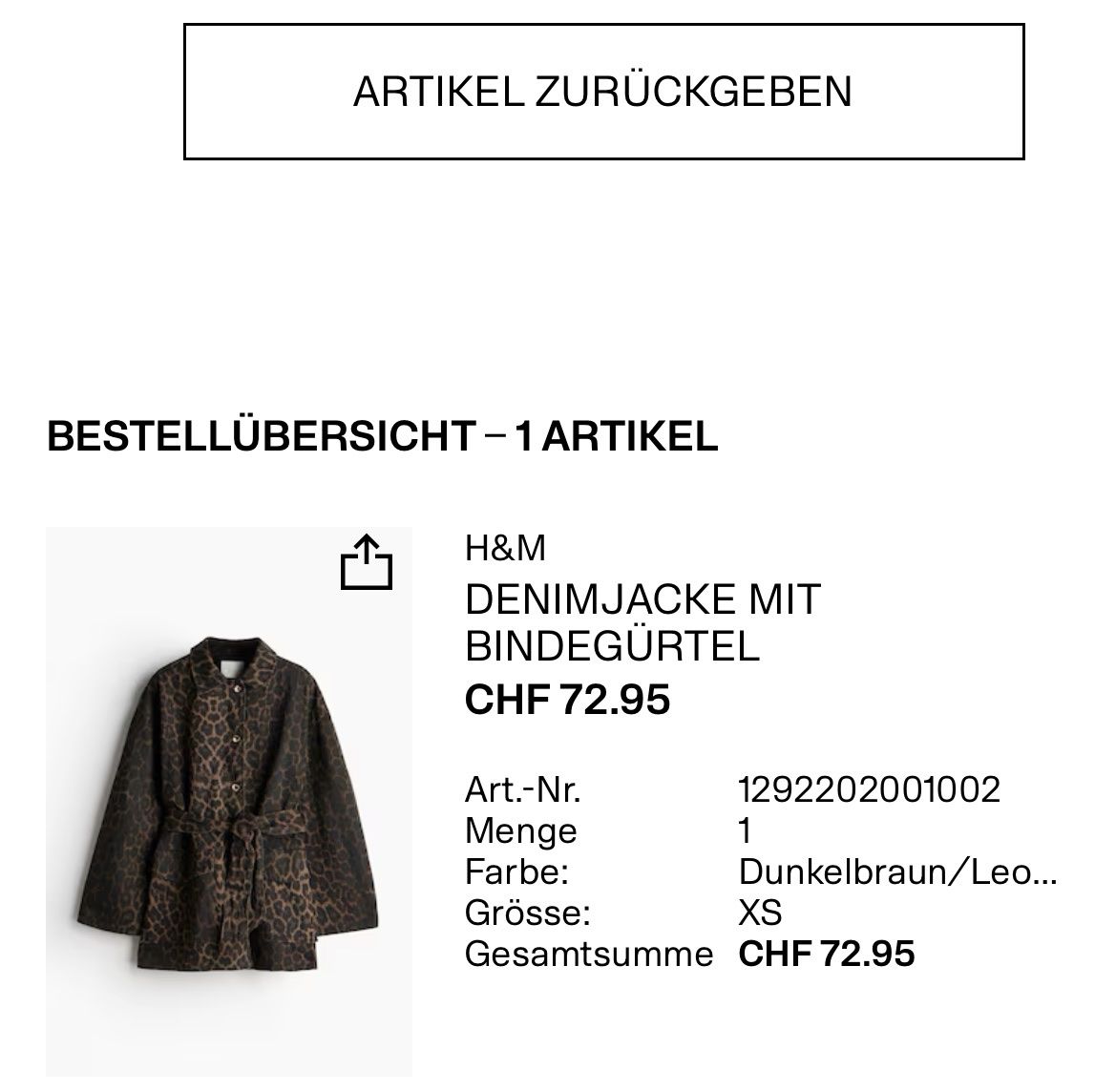 H&M Giacche: Denimjacke in Leo-Optik mit Bindegürtel von H&M – Nuovo e nell'imballaggio originale da Bern venduto da SinaArikan 5