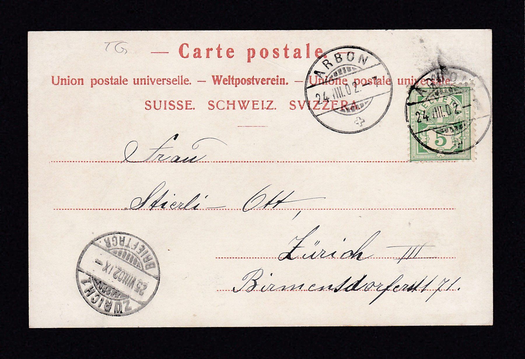 Cartoline postali: ARBON - Hotel Krone und Post, 1902 – Usato da Reiden venduto da cinfis 1