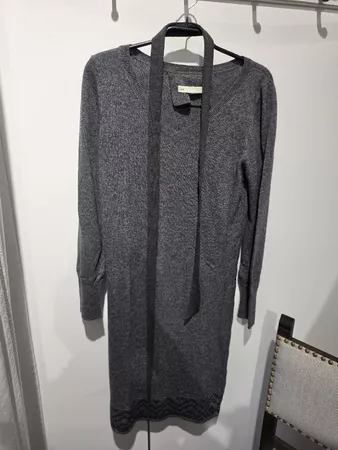 Initial Strickkleid grau mit Schal Grösse 2 Wolle Mix
