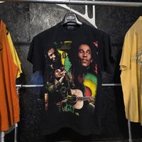 Bob Marley T-Shirt Vintage Reggae Tee Black Double Sided