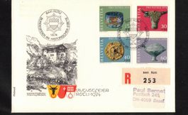 1974 Pro Patria R-Brief nach Basel Stempel Rütli