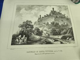Antiker Repro Stich: Castello di Santa Vittoria Alba Piemont