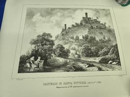Antiker Repro Stich: Castello di Santa Vittoria, Italien