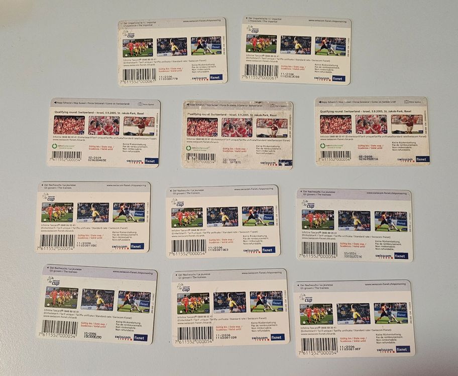 Swisscom Cartes de téléphone: 11x Swisscom Fussball Taxcards / Telefonkarten – D'occasion à Burgdorf par Paedii01 1