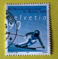 Nr.1068 GESTEMPELT Skirennfahrer 2002  Siehe Original Fotos.