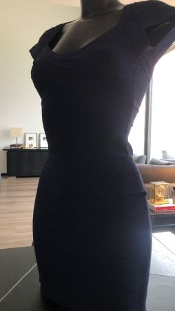 Original Herve Leger Bandeaukleid Navy Grösse S