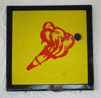 massives Emailschild "Brandfackel"