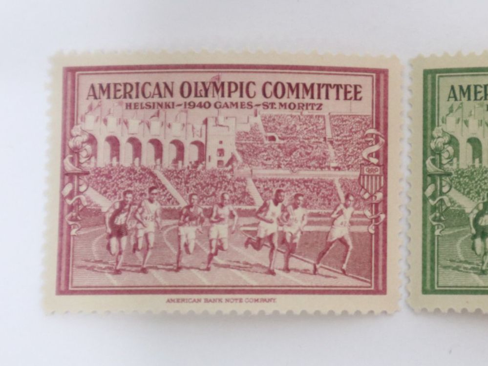 Tutti i francobolli: 3 Briefmarken American Olympic Helsinki - 1940 - St. Moritz – Usato da Eschenbach SG venduto da Astalavista 1