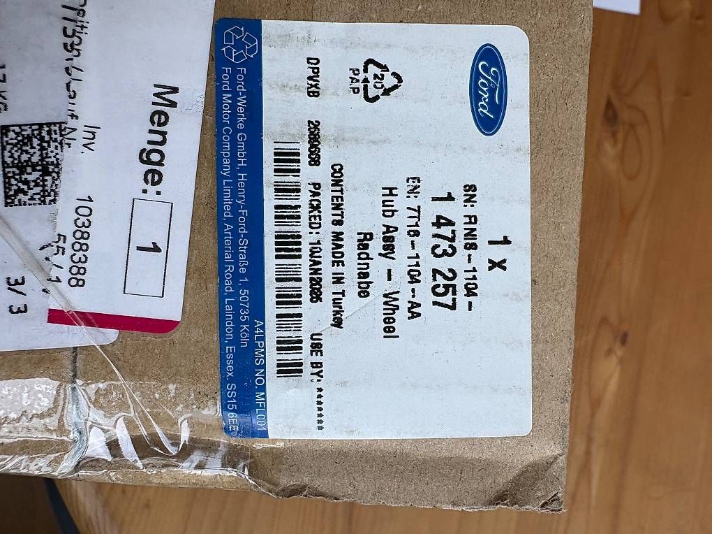 Tutti pezzi di ricambio auto: Radnabe Ford Connect 1473257 Orginal – Usato da Thundorf venduto da Torres72 4