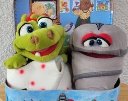 2 Knuffige Vintage Therapie-/Handpuppen LIVING PUPPETS