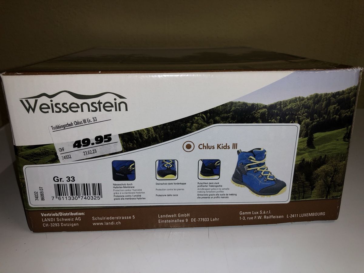 Scarpe da uomo: Robuste Wanderschuhe Weissenstein Gr. 33 NEU, SCHUHE – Nuovo e nell'imballaggio originale da Bibern SH venduto da Anuja_20 2