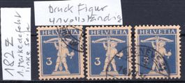 Tellknabe ZNr. 182z 3c, Druck unvollständig, 3 verschiedene